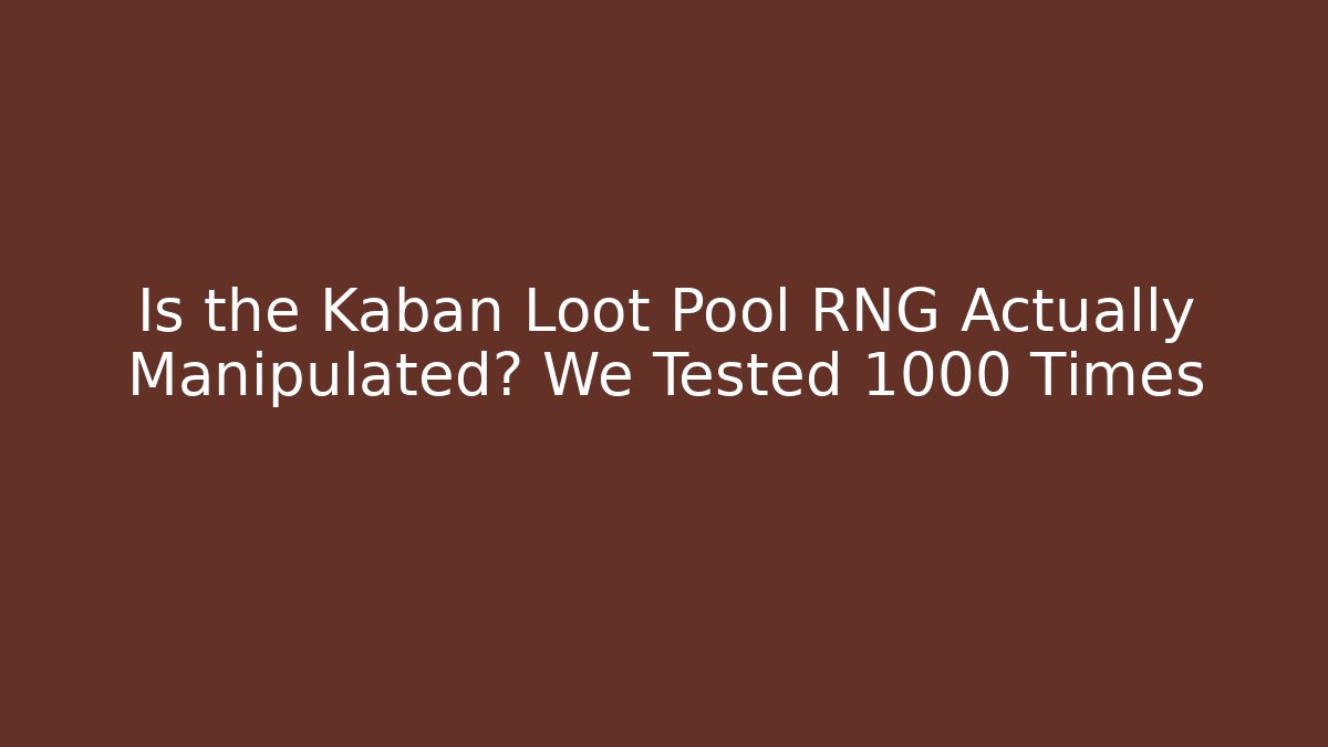 Is the Kaban Loot Pool RNG Actually Manipulated? We Tested 1000 Times