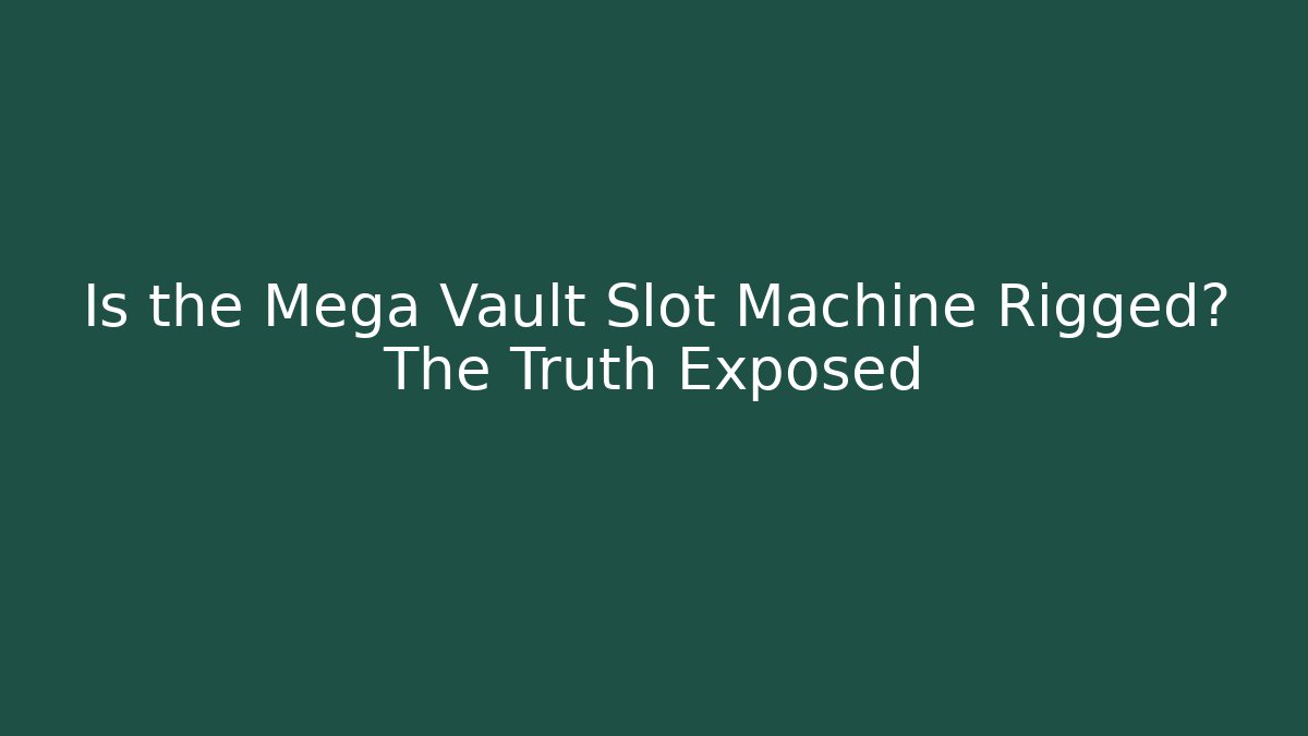 Is the Mega Vault Slot Machine Rigged? The Truth Exposed