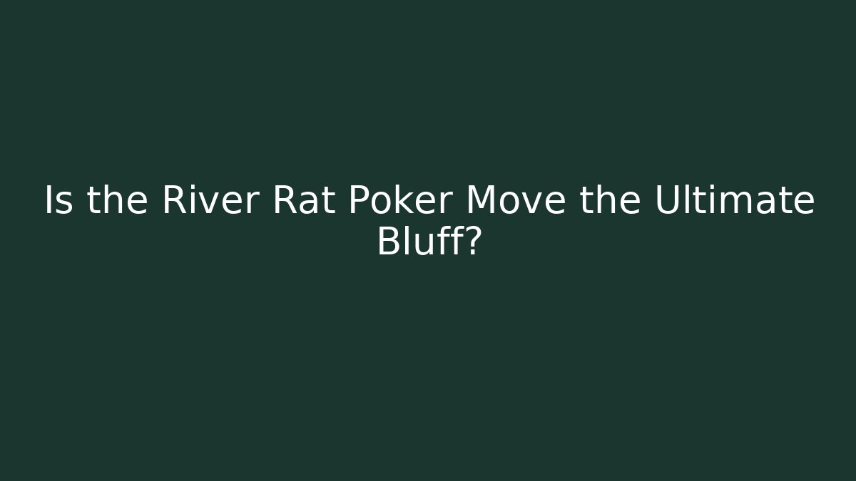 Is the River Rat Poker Move the Ultimate Bluff?