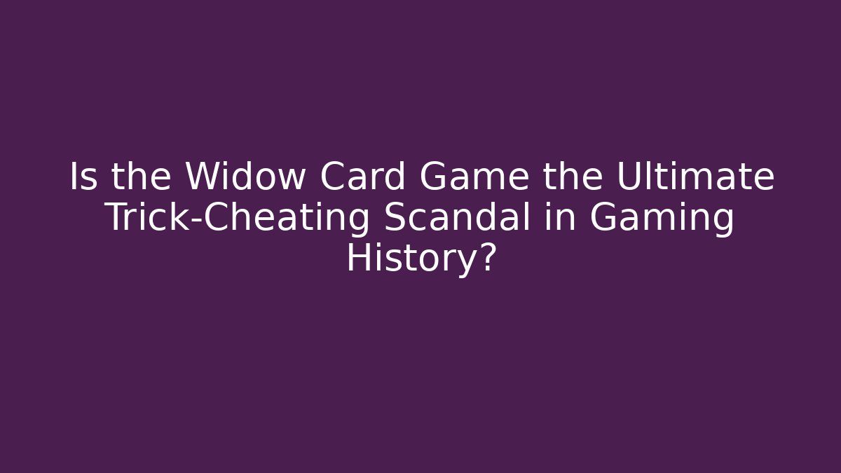 Is the Widow Card Game the Ultimate Trick-Cheating Scandal in Gaming History?