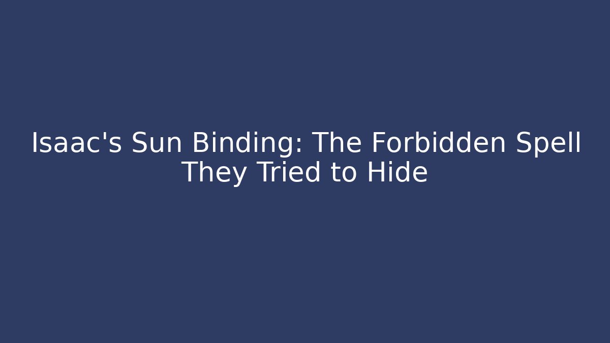 Isaac's Sun Binding: The Forbidden Spell They Tried to Hide