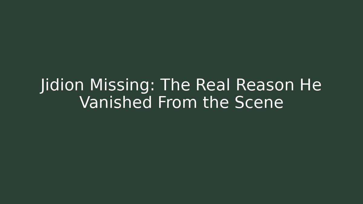 Jidion Missing: The Real Reason He Vanished From the Scene - Vintage E-Juice