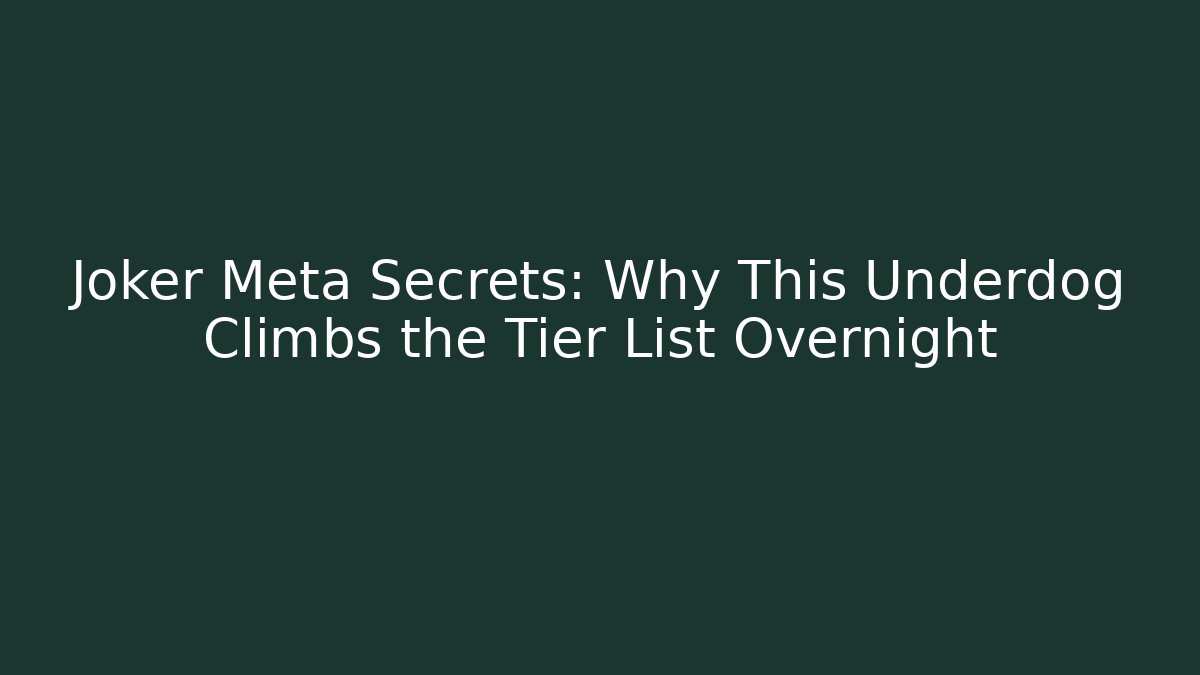Joker Meta Secrets: Why This Underdog Climbs the Tier List Overnight