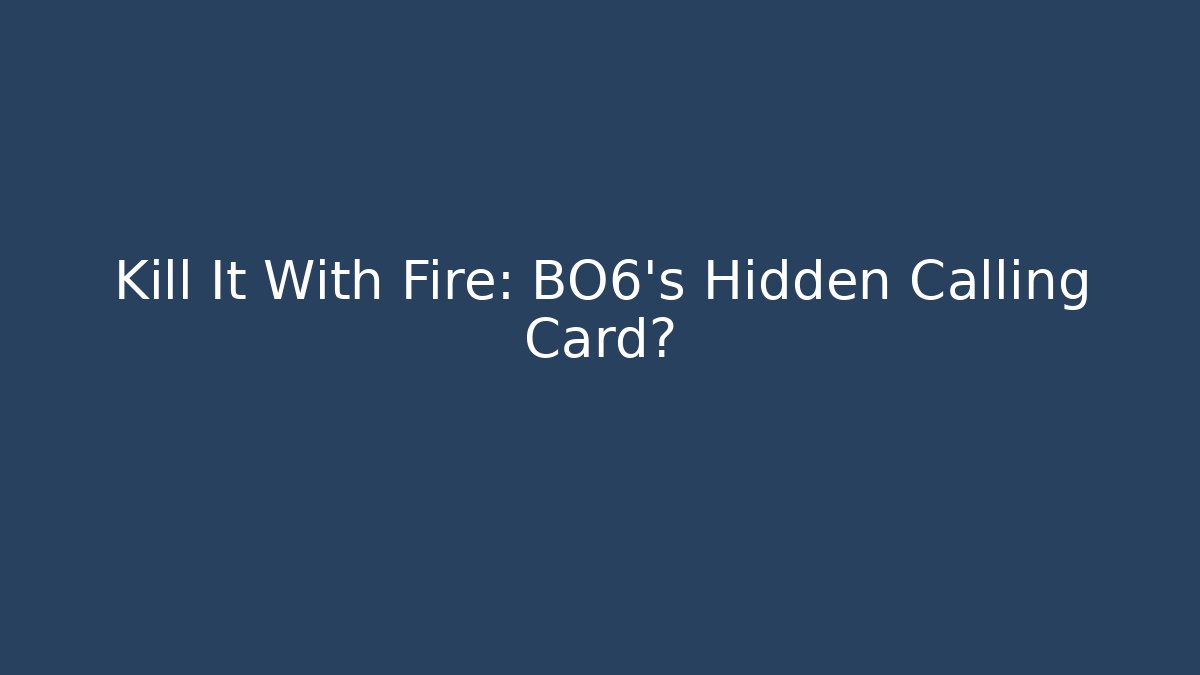 Kill It With Fire: BO6's Hidden Calling Card? - Vintage E-Juice