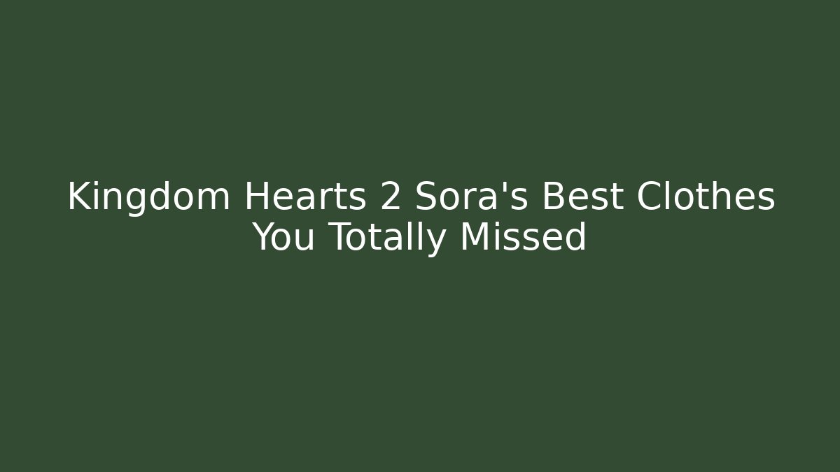 Kingdom Hearts 2 Sora's Best Clothes You Totally Missed