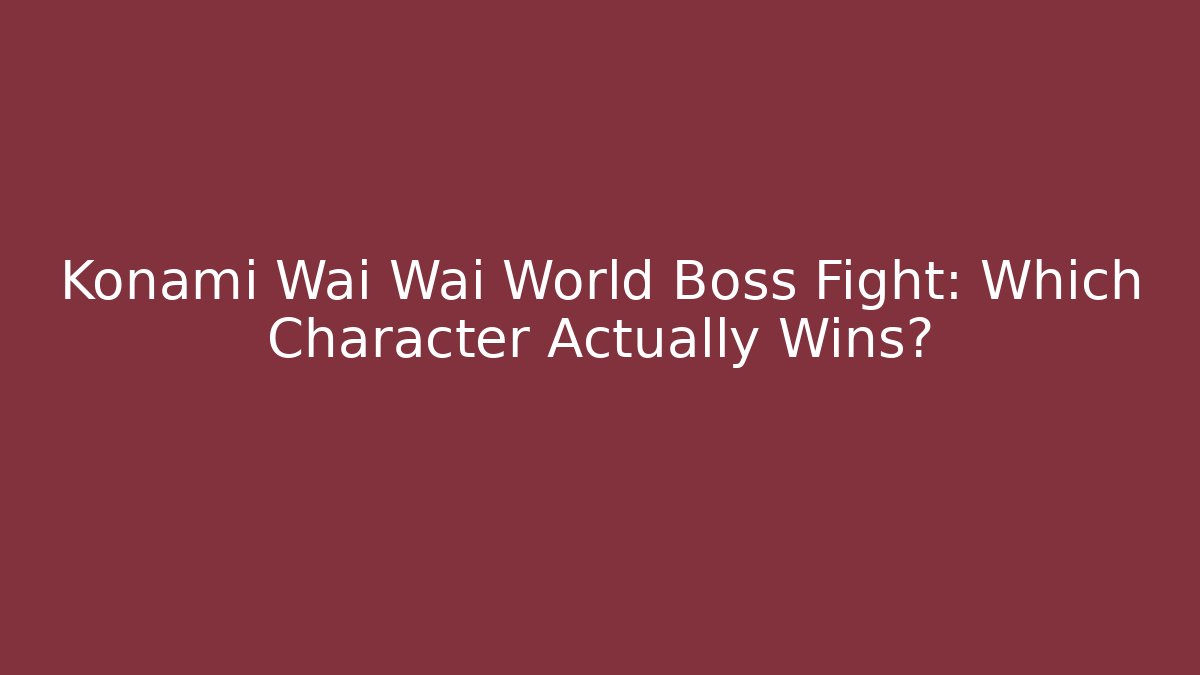 Konami Wai Wai World Boss Fight: Which Character Actually Wins?