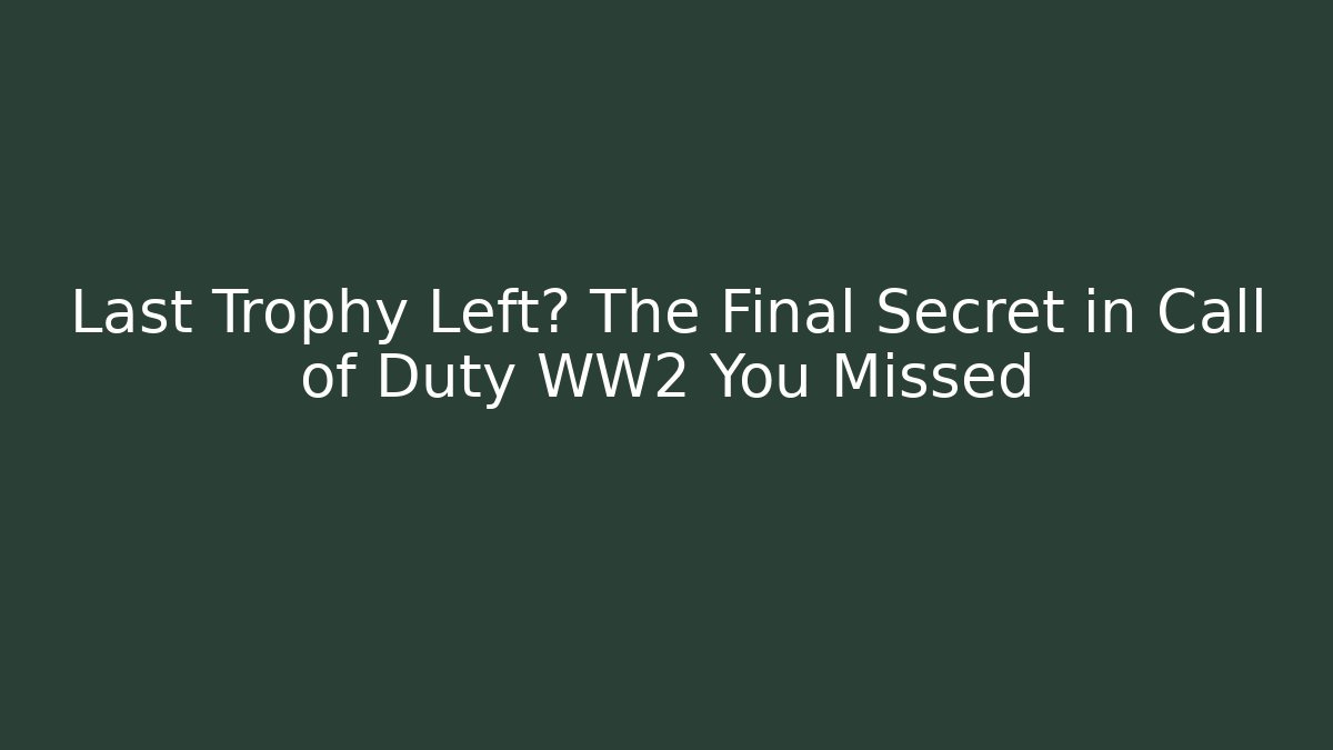 Last Trophy Left? The Final Secret in Call of Duty WW2 You Missed