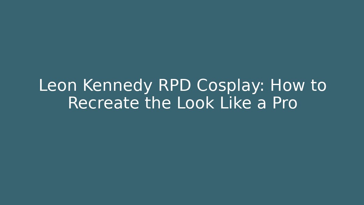 Leon Kennedy RPD Cosplay: How to Recreate the Look Like a Pro