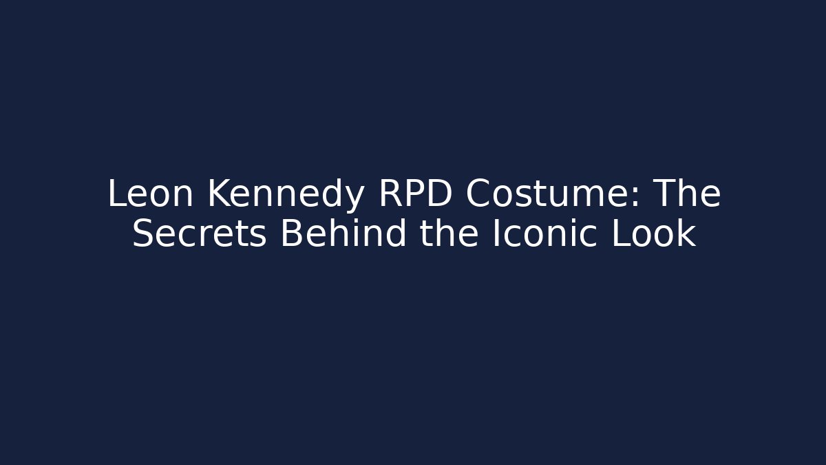 Leon Kennedy RPD Costume: The Secrets Behind the Iconic Look
