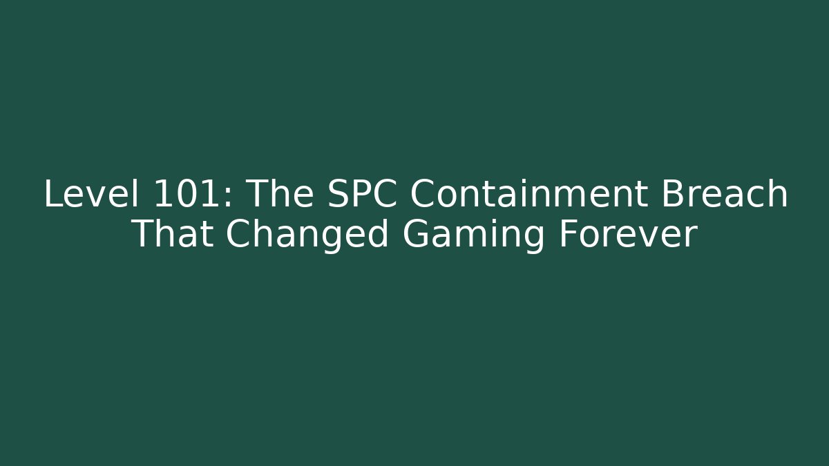 Level 101: The SPC Containment Breach That Changed Gaming Forever - Vintage E-Juice