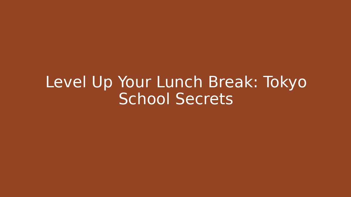 Level Up Your Lunch Break: Tokyo School Secrets