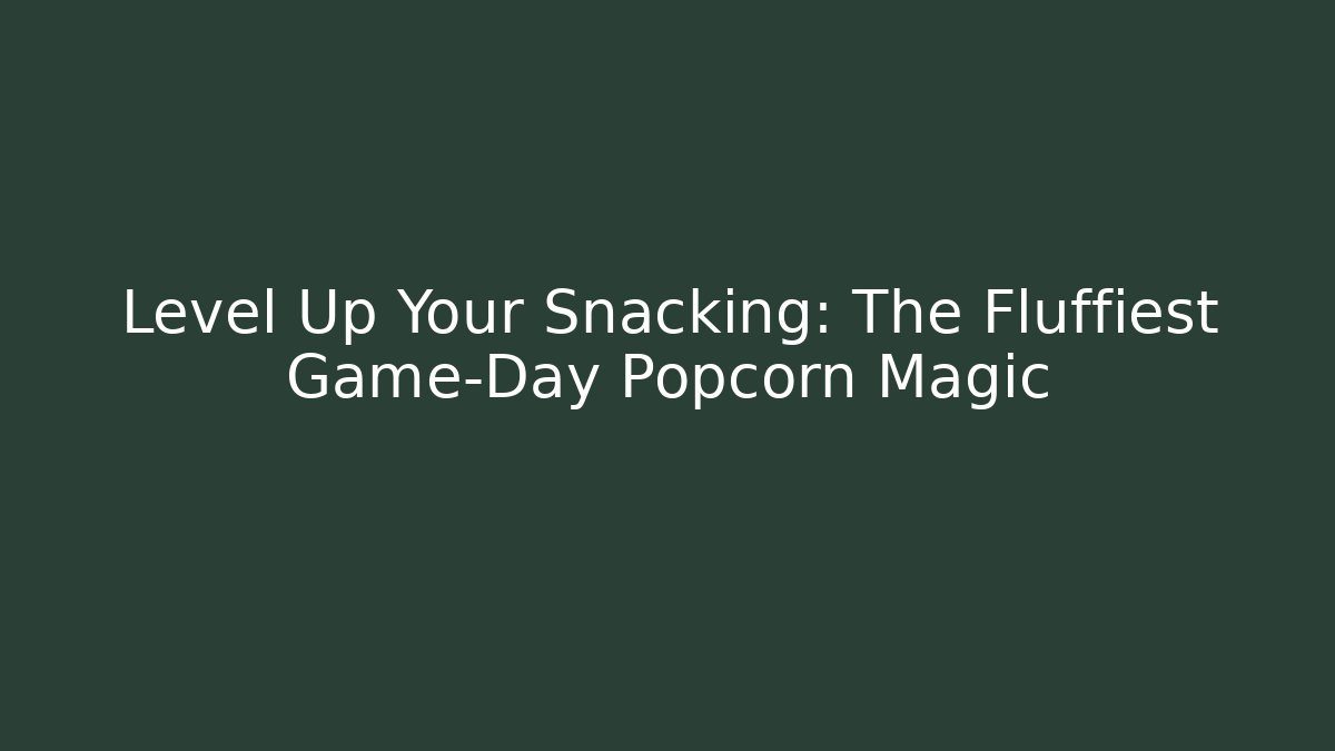 Level Up Your Snacking: The Fluffiest Game-Day Popcorn Magic