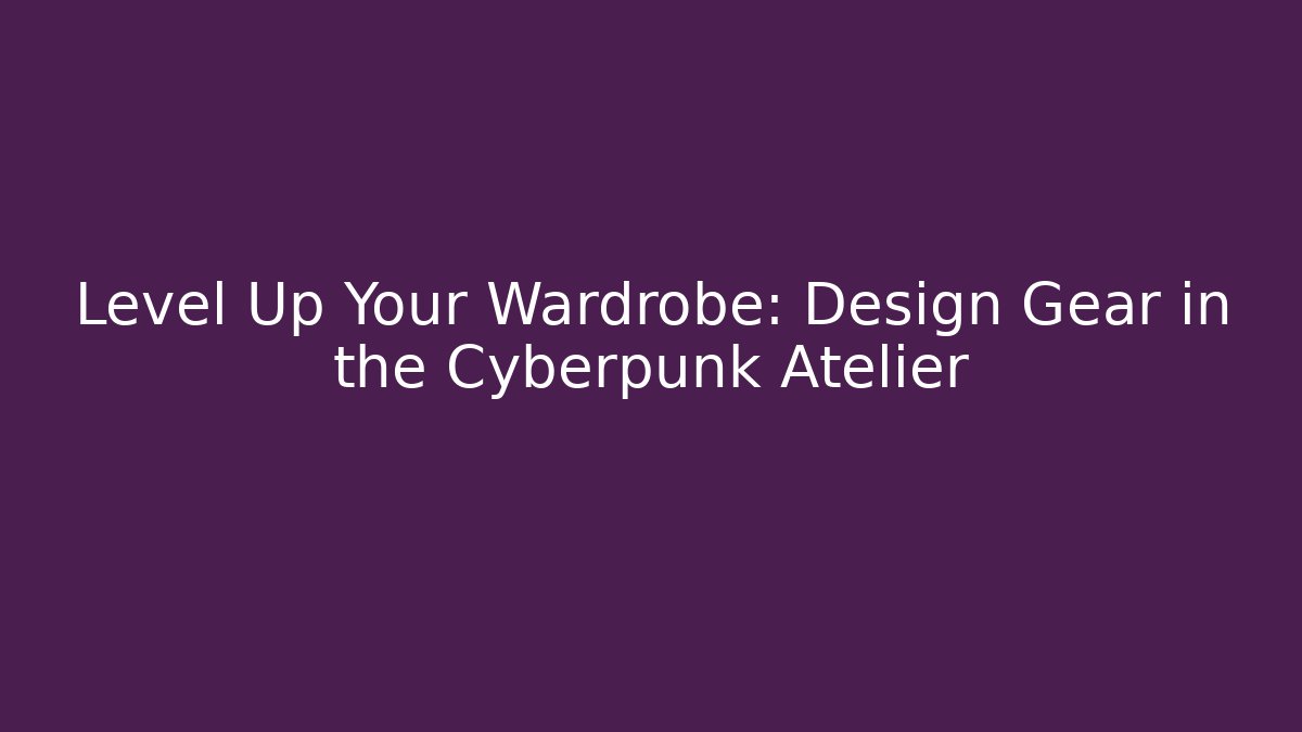 Level Up Your Wardrobe: Design Gear in the Cyberpunk Atelier