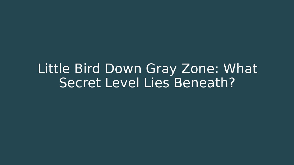Little Bird Down Gray Zone: What Secret Level Lies Beneath?