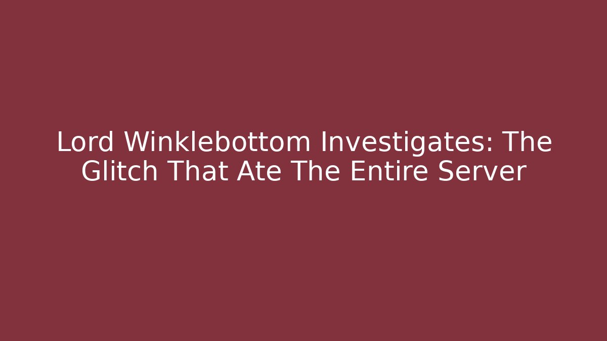 Lord Winklebottom Investigates: The Glitch That Ate The Entire Server