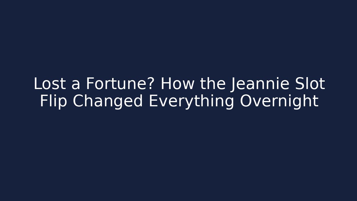 Lost a Fortune? How the Jeannie Slot Flip Changed Everything Overnight
