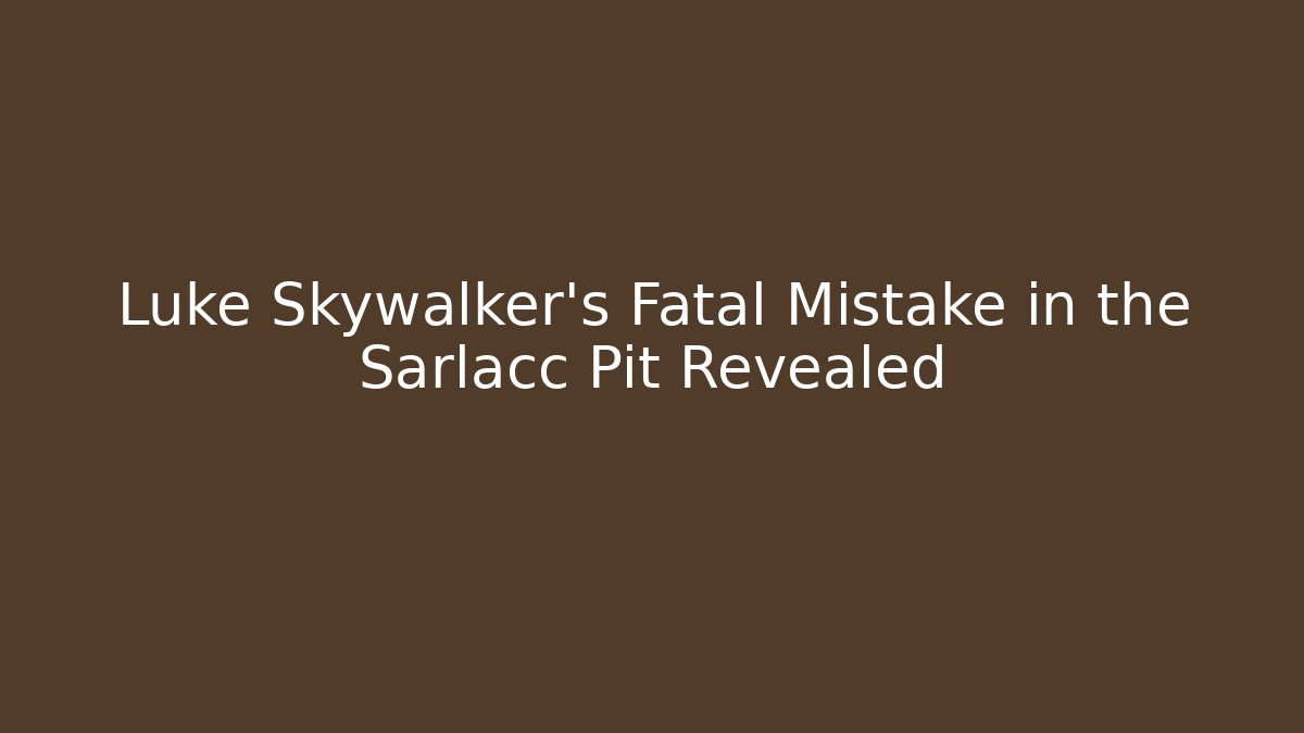 Luke Skywalker's Fatal Mistake in the Sarlacc Pit Revealed