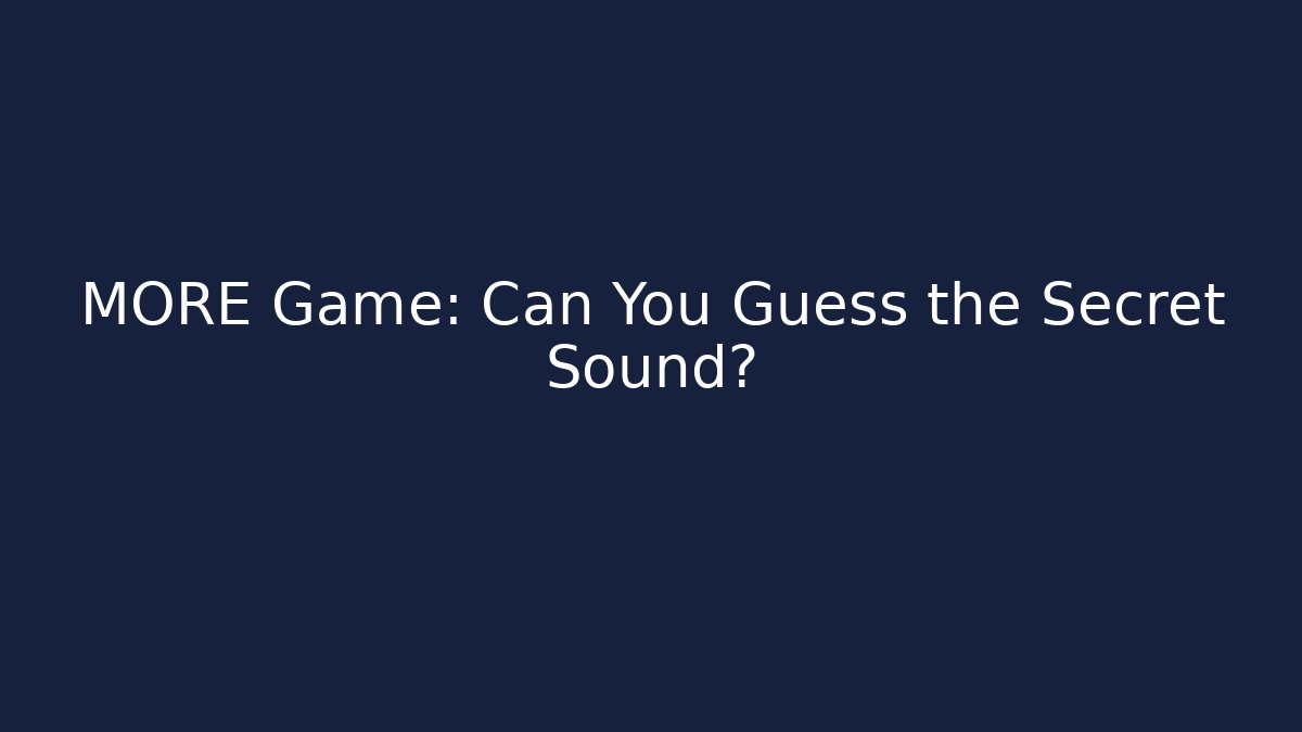 MORE Game: Can You Guess the Secret Sound?