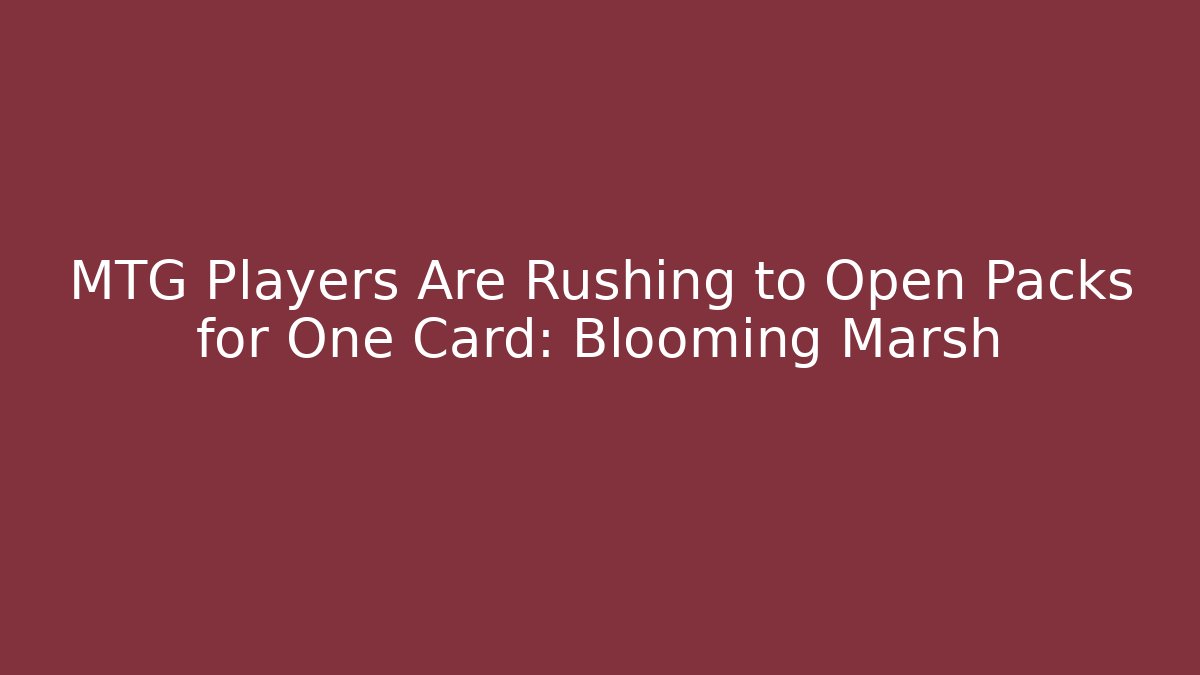 MTG Players Are Rushing to Open Packs for One Card: Blooming Marsh