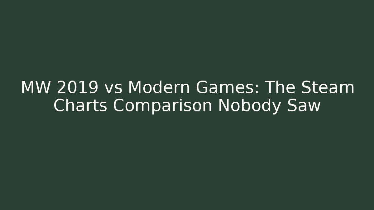 MW 2019 vs Modern Games: The Steam Charts Comparison Nobody Saw