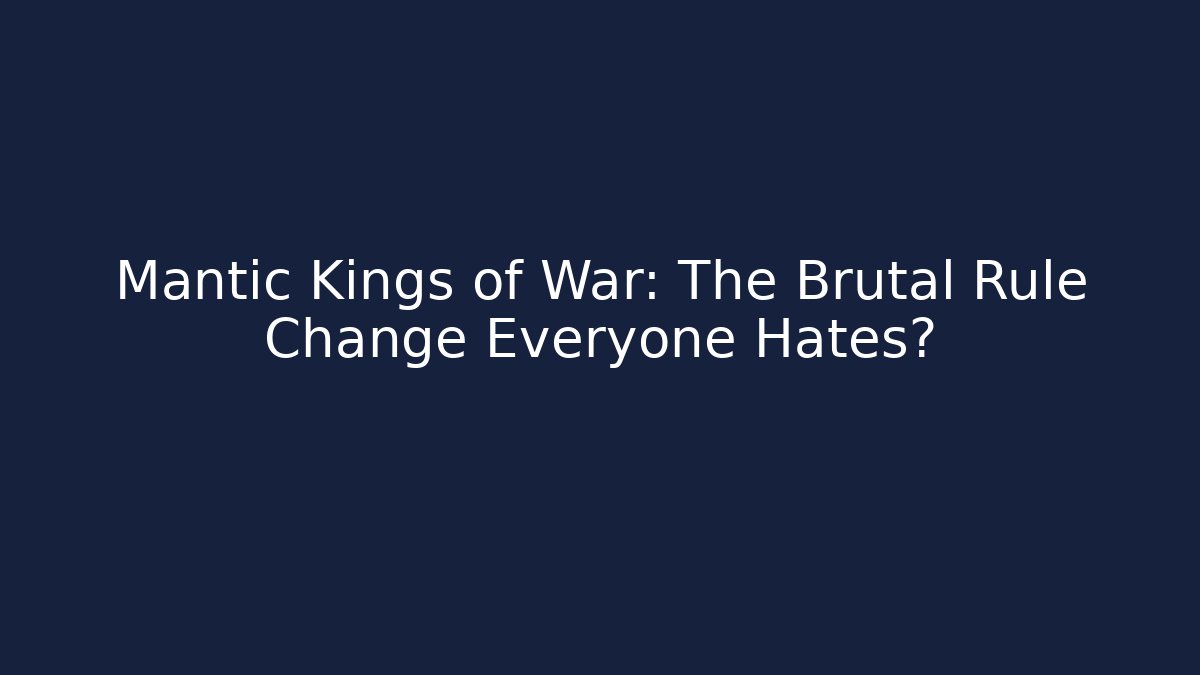Mantic Kings of War: The Brutal Rule Change Everyone Hates?