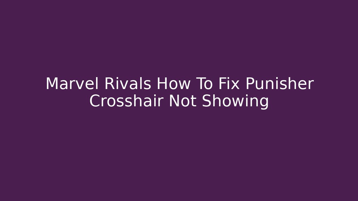 Marvel Rivals How To Fix Punisher Crosshair Not Showing