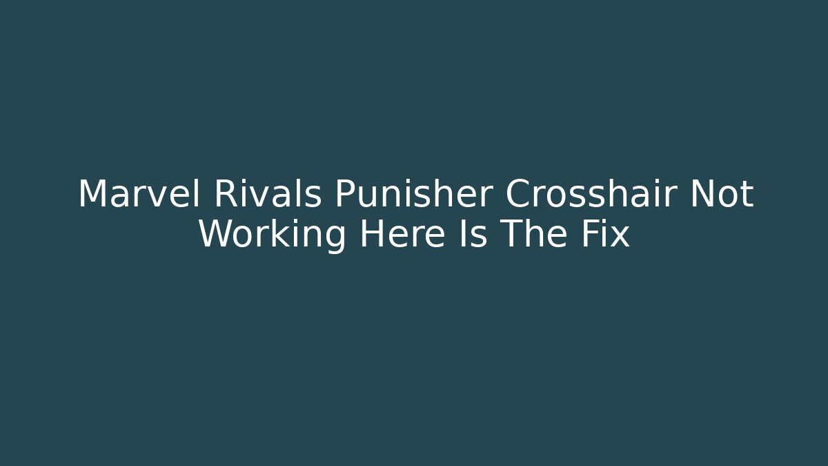 Marvel Rivals Punisher Crosshair Not Working Here Is The Fix