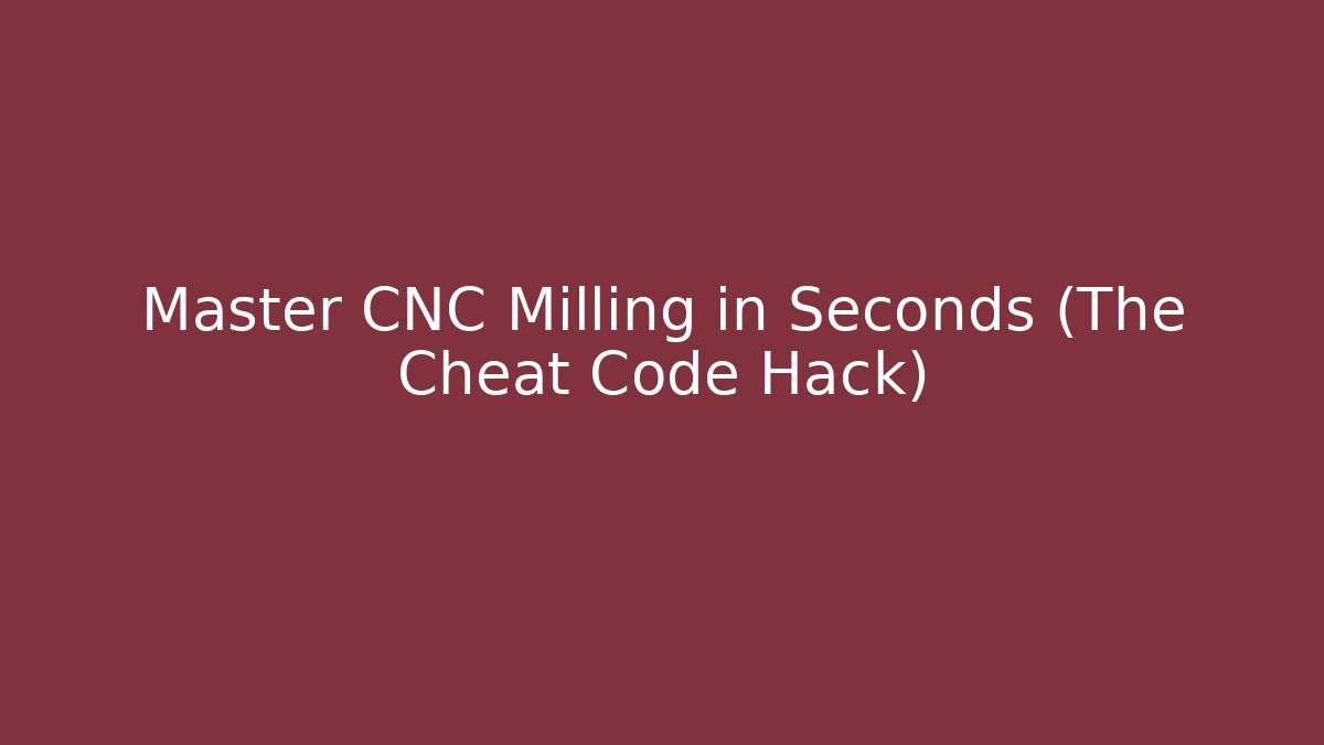 Master CNC Milling in Seconds (The Cheat Code Hack) - Vintage E-Juice