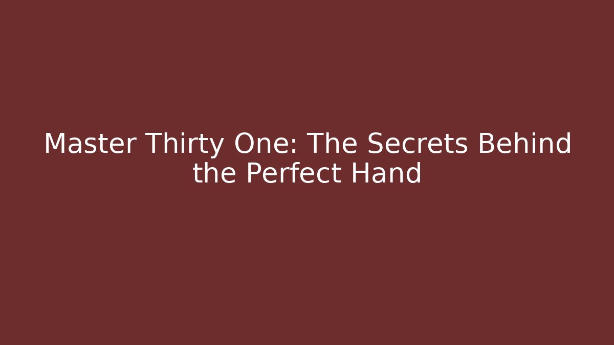 Master Thirty One: The Secrets Behind the Perfect Hand - Vintage E-Juice
