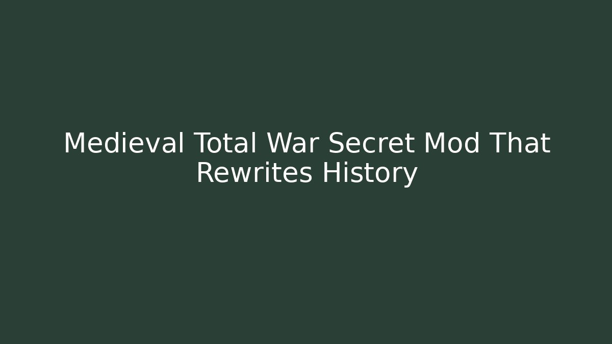 Medieval Total War Secret Mod That Rewrites History