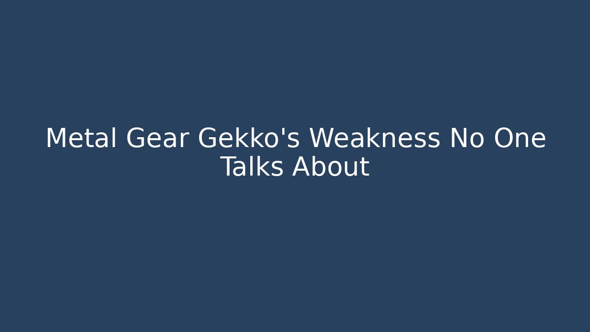 Metal Gear Gekko's Weakness No One Talks About - Vintage E-Juice