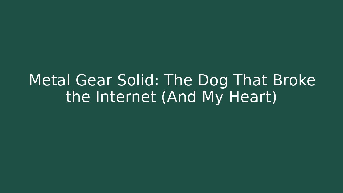 Metal Gear Solid: The Dog That Broke the Internet (And My Heart)