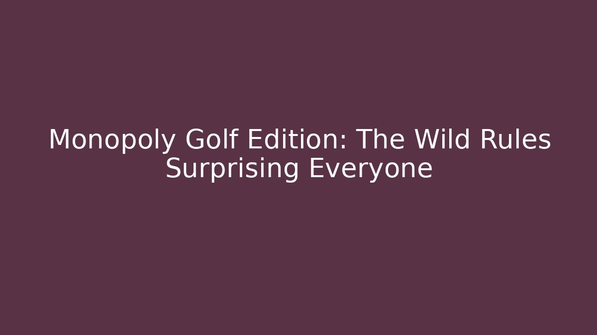 Monopoly Golf Edition: The Wild Rules Surprising Everyone