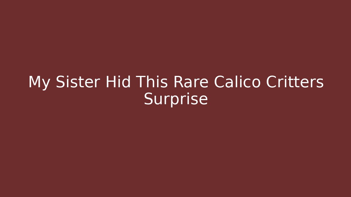 My Sister Hid This Rare Calico Critters Surprise