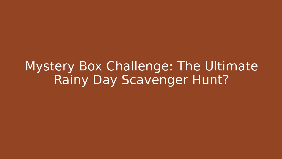 Mystery Box Challenge: The Ultimate Rainy Day Scavenger Hunt?