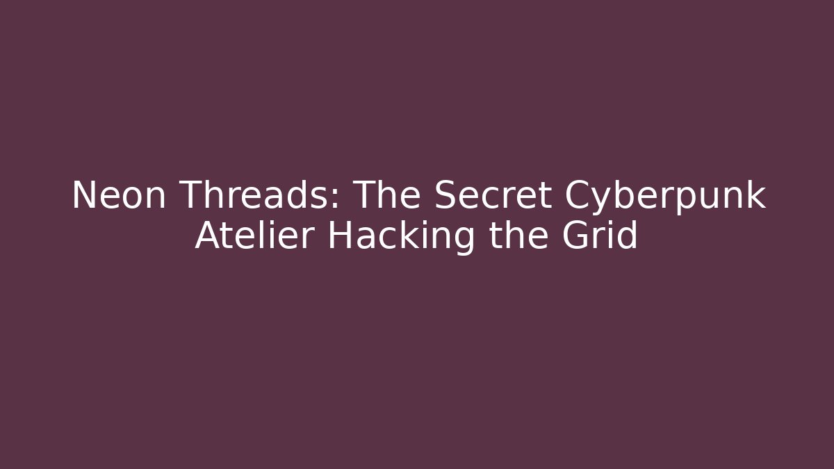 Neon Threads: The Secret Cyberpunk Atelier Hacking the Grid