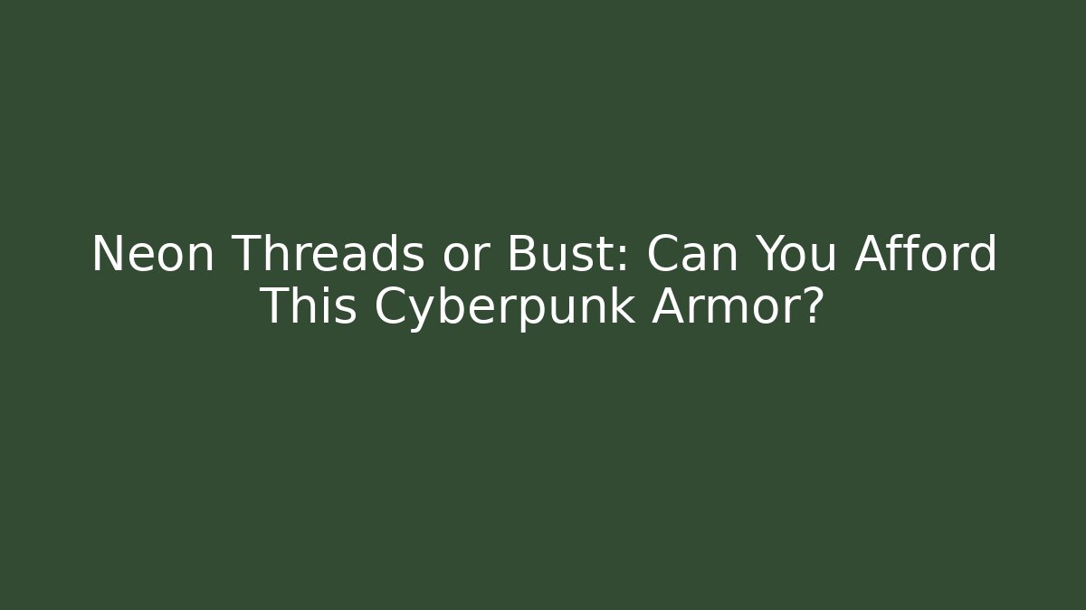 Neon Threads or Bust: Can You Afford This Cyberpunk Armor?