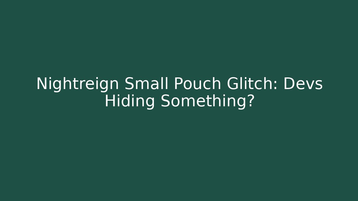 Nightreign Small Pouch Glitch: Devs Hiding Something? - Vintage E-Juice