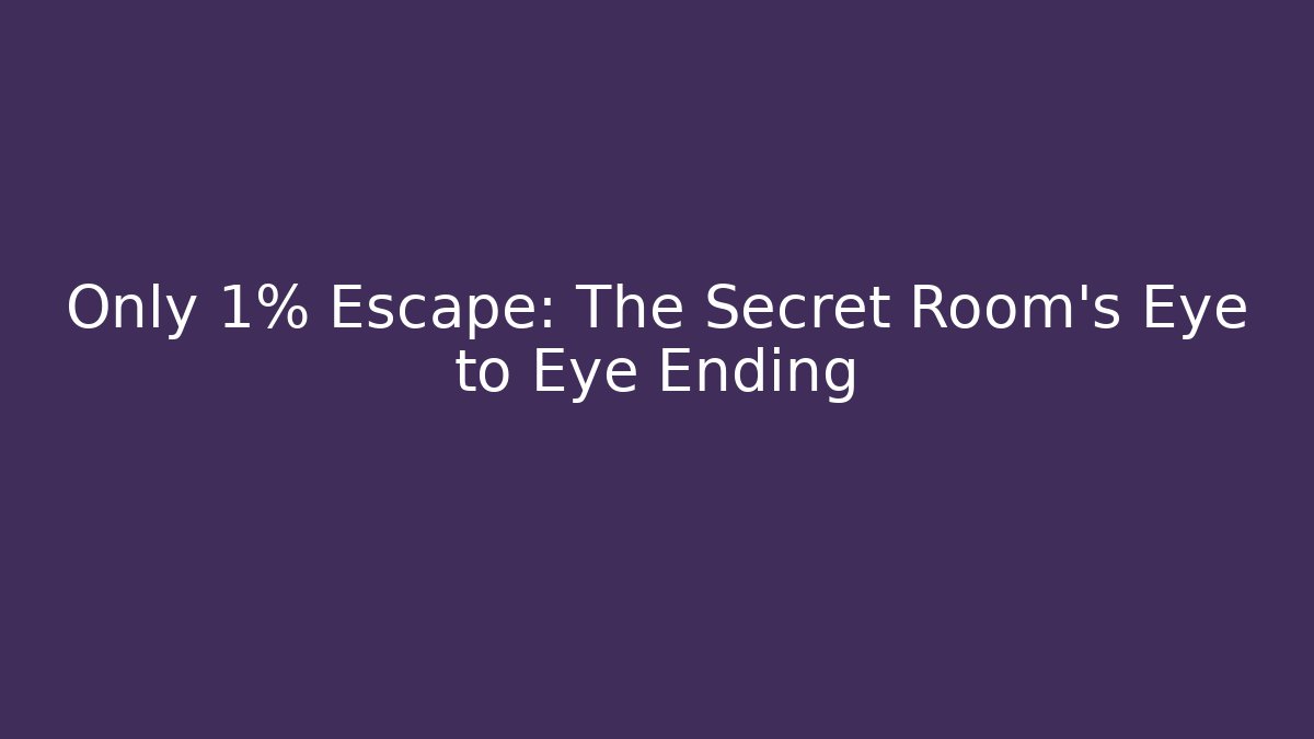 Only 1% Escape: The Secret Room's Eye to Eye Ending