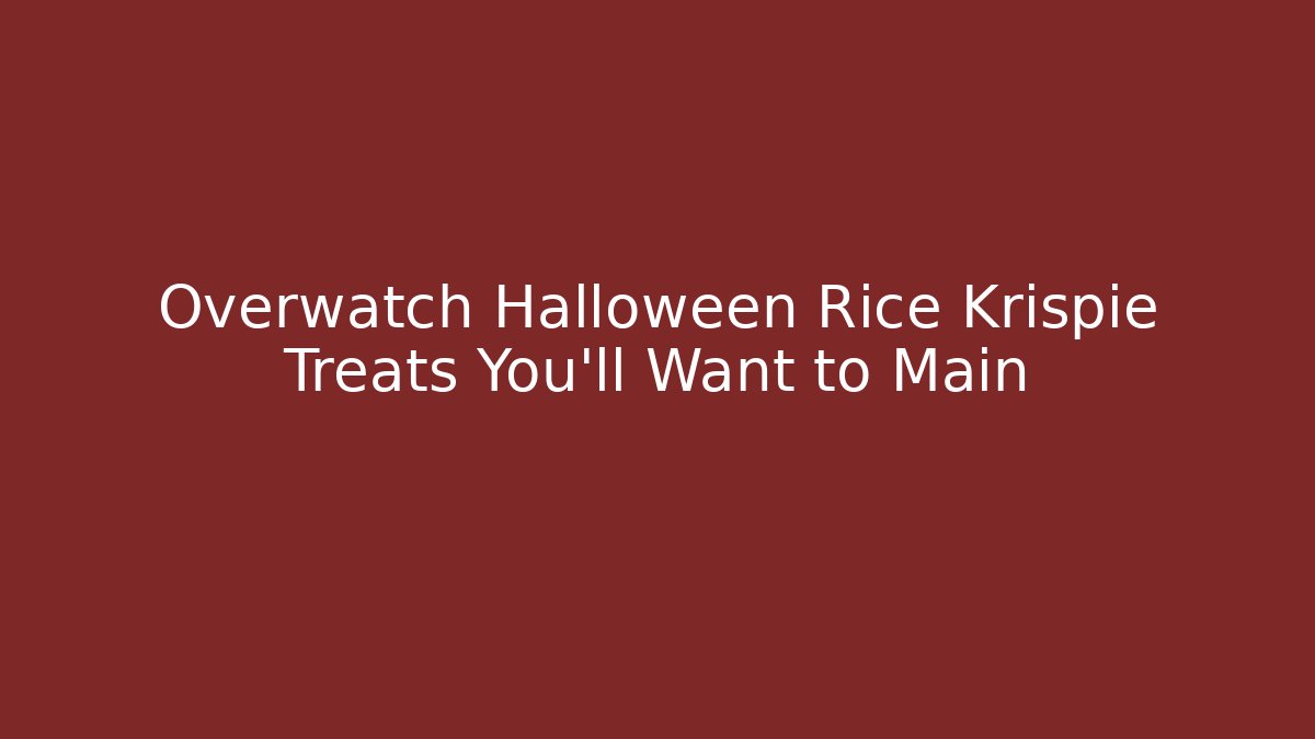Overwatch Halloween Rice Krispie Treats You'll Want to Main