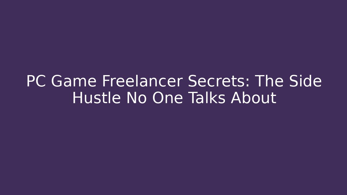 PC Game Freelancer Secrets: The Side Hustle No One Talks About