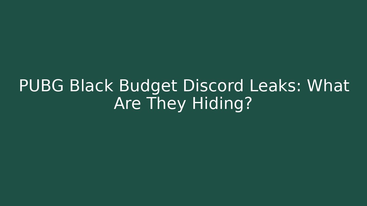 PUBG Black Budget Discord Leaks: What Are They Hiding?