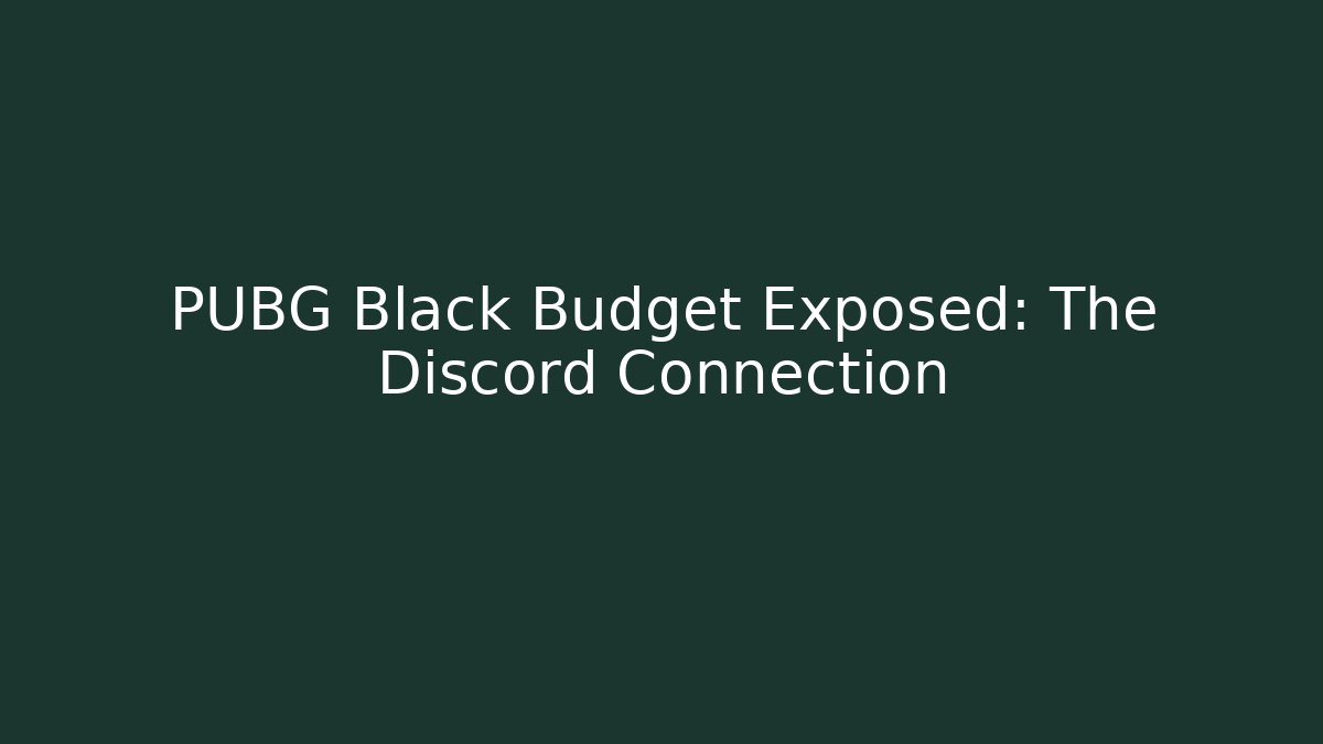 PUBG Black Budget Exposed: The Discord Connection - Vintage E-Juice