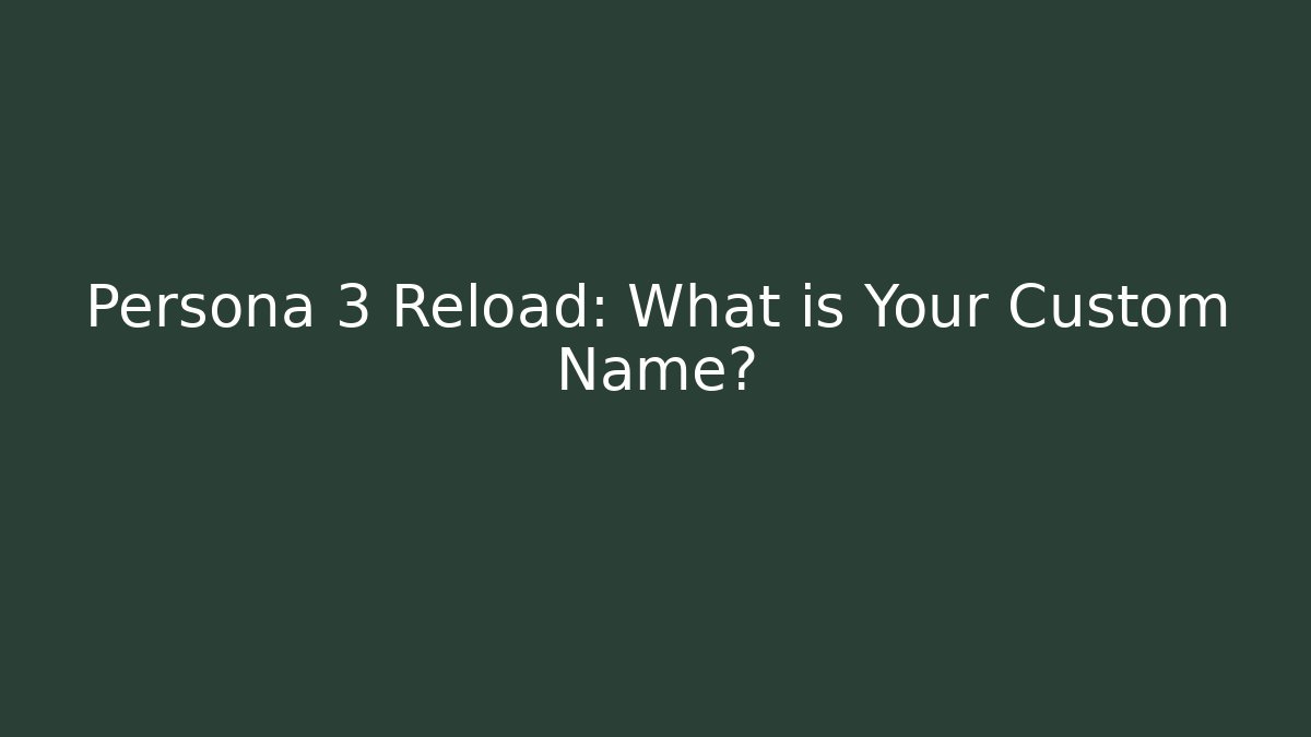 Persona 3 Reload: What is Your Custom Name? - Vintage E-Juice
