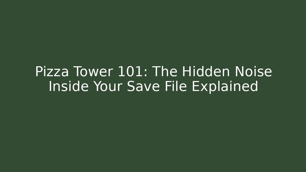 Pizza Tower 101: The Hidden Noise Inside Your Save File Explained