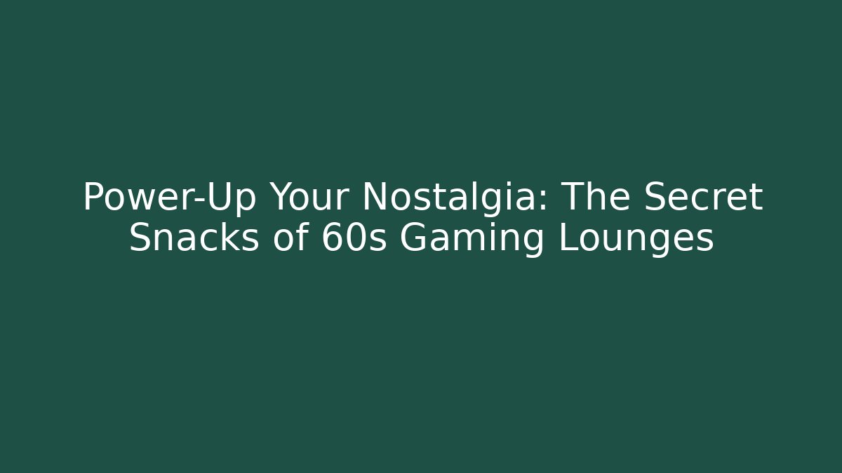 Power-Up Your Nostalgia: The Secret Snacks of 60s Gaming Lounges