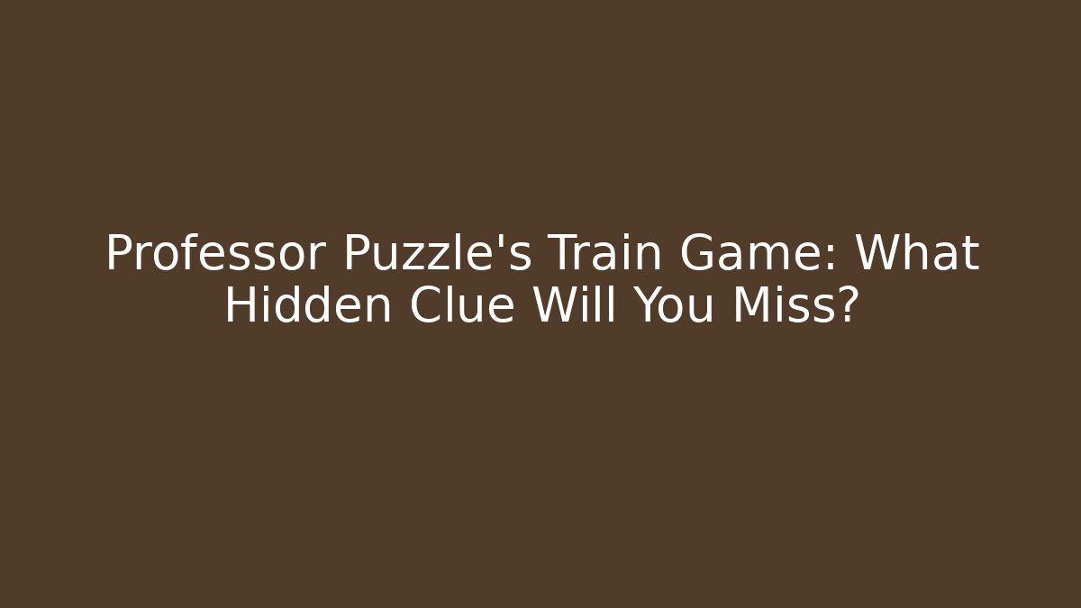 Professor Puzzle's Train Game: What Hidden Clue Will You Miss?