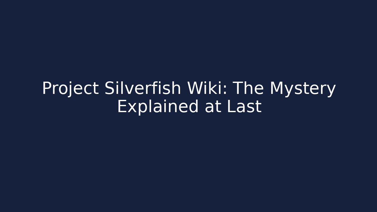 Project Silverfish Wiki: The Mystery Explained at Last
