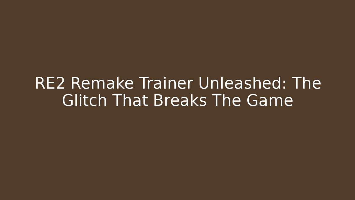 RE2 Remake Trainer Unleashed: The Glitch That Breaks The Game