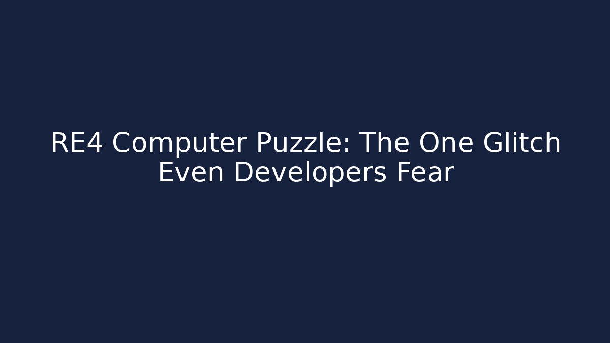 RE4 Computer Puzzle: The One Glitch Even Developers Fear
